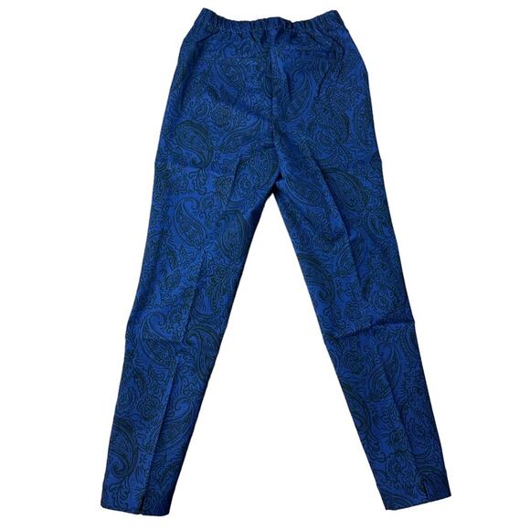 Isaac Mizrahi Live Paisley Pull On Ankle Pants Size 0 Blue Black NEW - Picture 3 of 7